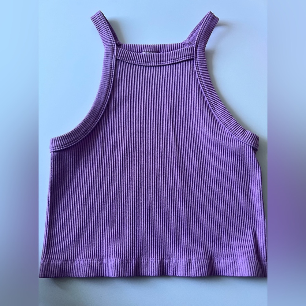 light purple cropped tank top from Dynamic. one size